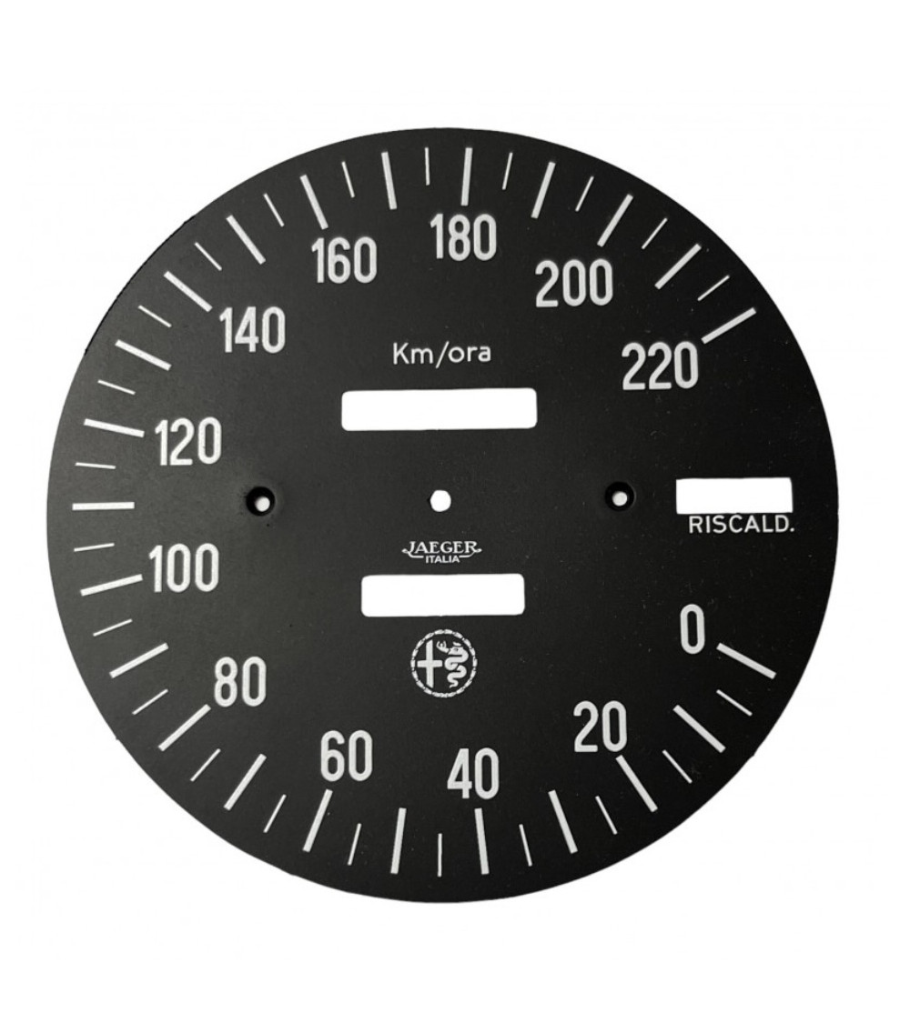 Alfa Roméo Spider/Duetto/Veloce Façade de compteur 220 km/h avec RISCALD.