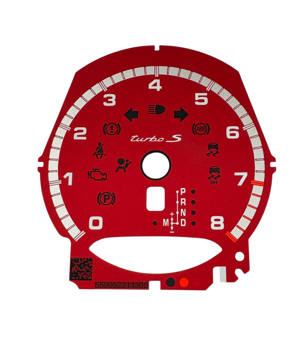 Façade rouge compte-tours Porsche 991 8000 tours