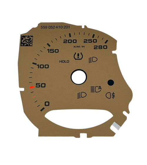 Façade de compteur Porsche 718 beige 280 km/h