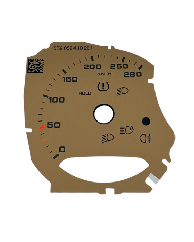 Façade de compteur Porsche 718 beige 280 km/h
