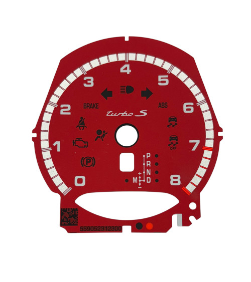 Façade compte-tours Porsche 991 8000 tours turbo s tiptronic version MPH couleur rouge