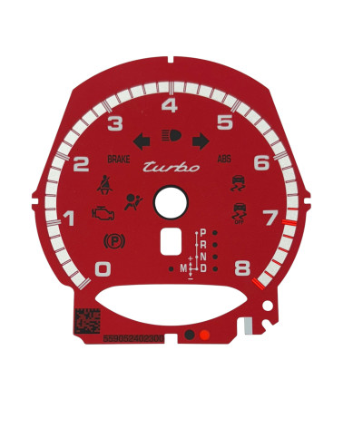 Façade compte-tours Porsche 991 8000 tours tiptronic version MPH couleur rouge