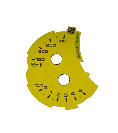Macan fond jaune de manomètres température  et pression d'huile version anglaise