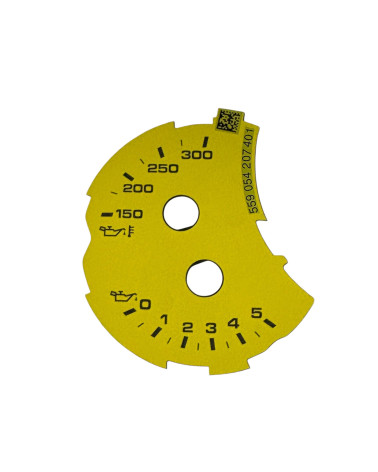 Macan fond jaune de manomètres température  et pression d'huile version anglaise