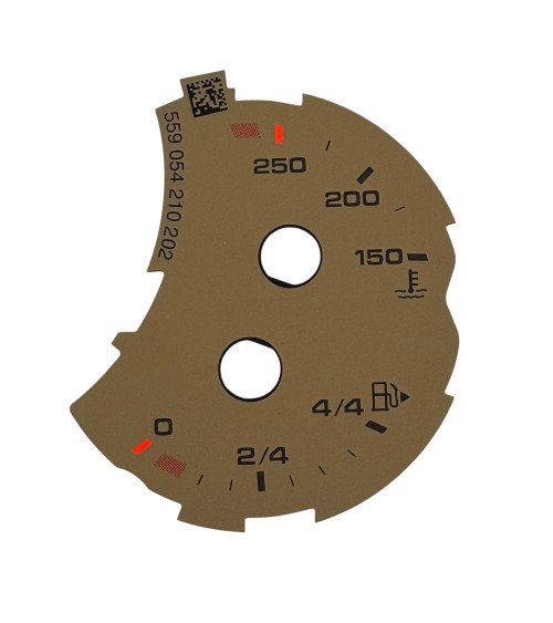 Macan fond beige de manomètres essence et température d'eau version anglaise