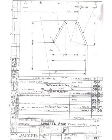 Cerclage chromé neuf pour compteur et compte-tours diamètre 100 mm JAEGER jupe courte